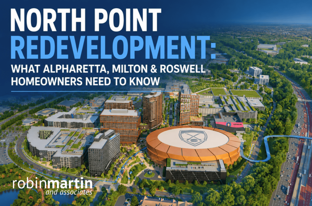 North Point Redevelopment: What Alpharetta, Milton & Roswell Homeowners Need to Know Aerial rendering of the proposed North Point redevelopment in Alpharetta, Georgia
